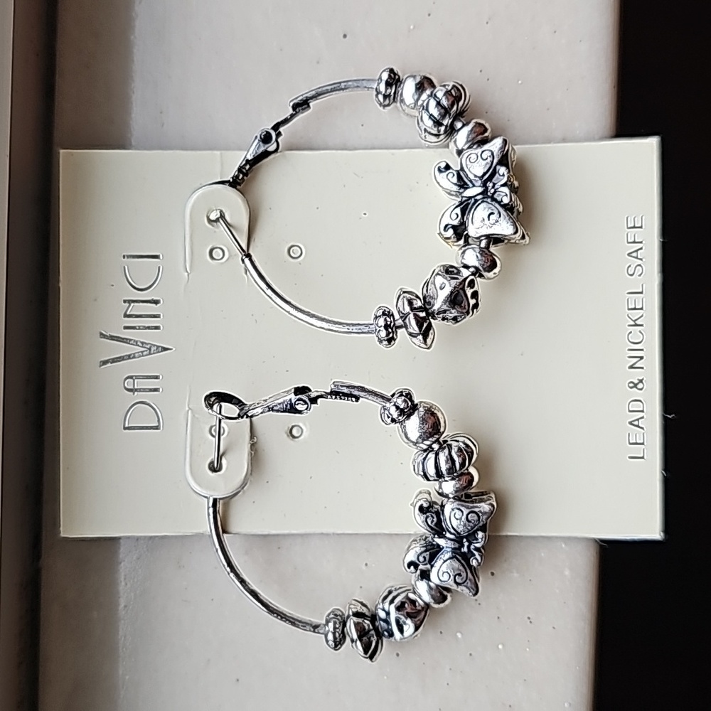 Butterfly Bead Hoop Earrings